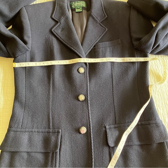 EUC VTG Ralph Lauren navy wool mix herringbone equestrian jacket - Picture 10 of 11